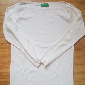 Very Wide Boat Neck White Pullover Sweater sz S/M